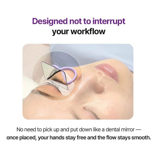 Lightweight wearable lash mirror used by lash artists for precise lash alignment