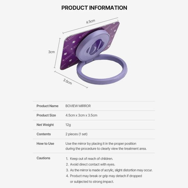 BOVIEW Mirror positioned under lashes for improved mapping and application accuracy