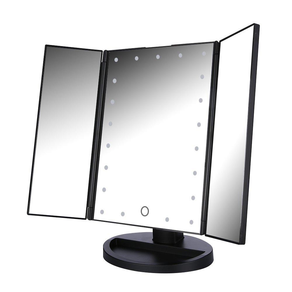 Vanity Make-Up Mirror Tri-Fold with 21 LED Lights (Rose Gold)